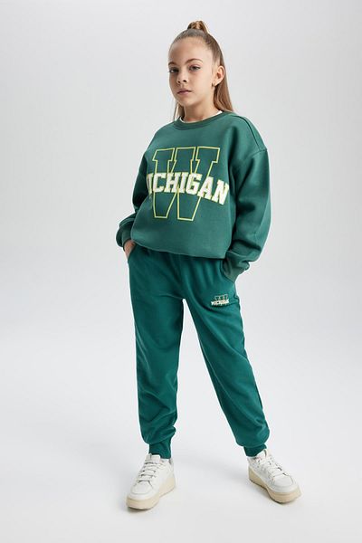 DeFacto Jogger Sweatpants για κορίτσια - εμπριμέ, με κορδόνια στη μέση, ελαστικά πόδια και τσέπες B2548a823wn