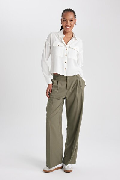 DeFacto High Waist Wide Leg Collet Pants - Basic B0894Ax23Au