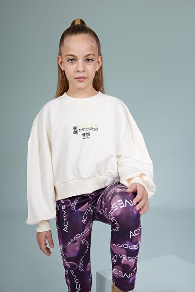 DeFacto Kız Çocuk Bisiklet Yaka Baskılı Sweatshirt B3159a823au