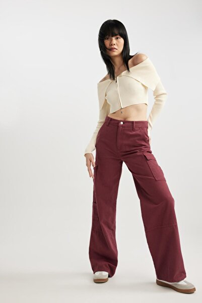 DeFacto Cool Gabardine Trousers with Wide Leg and Cargo Pocket Detail - B9445Ax23Wn