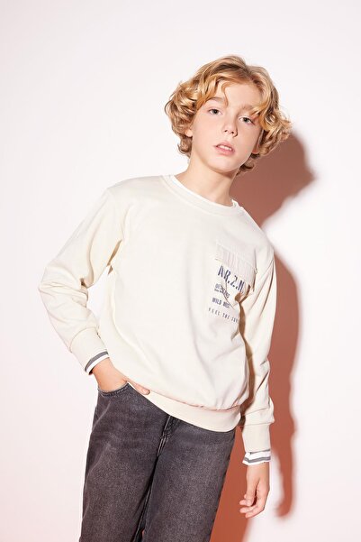 DeFacto Boy's Crew Neck Pocket Printed Sweatshirt B5371A823Wn