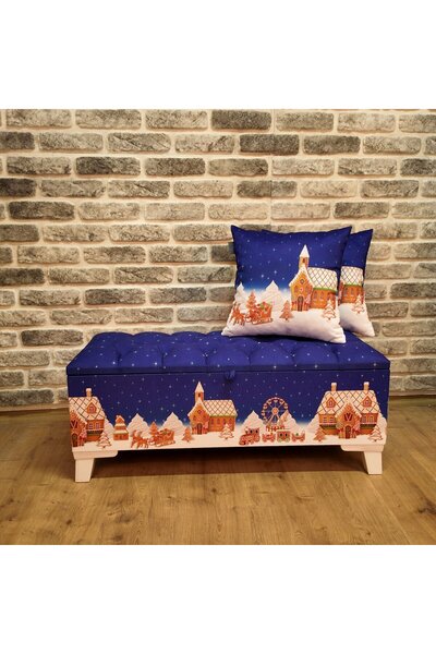Armi Puf Kış Çocuk Rüyası Desenli Sandıklı Puf +2 Kırlent