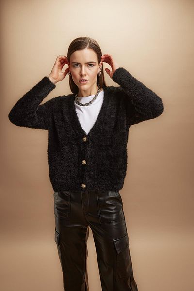DeFacto Oversize Fit V-Neck Knitwear Cardigan