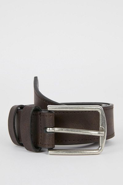 DeFacto Men's Rectangular Buckle Faux Leather