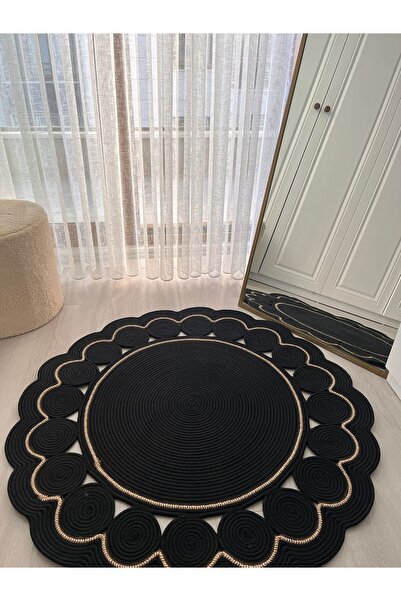BHR Creative Jüt Hasır Halı Kilim Paspas Papatya Modeli
