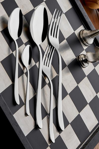 Taç Fork-Spoon Set Felina Bavaria 60 Pieces 12 Person Fork-Spoon Set Silver 60 12 Person