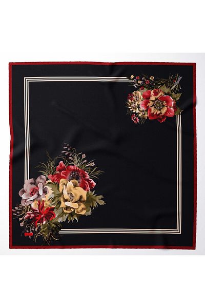 hijabchi Μεγάλο Μεταξένιο Φουλάρι Sura Rayon - Μαύρο - 120 Χ 120 Εκ