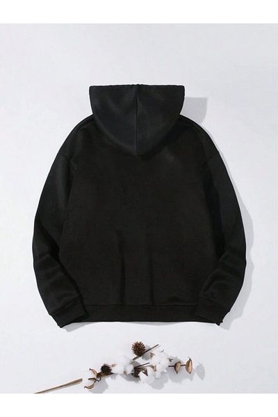AMMA Unisex Deed Printed Oversize Φούτερ με κουκούλα από βαμβακερή κουκούλα