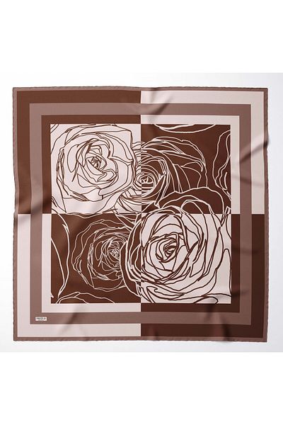 hijabchi Eșarfă Sura Rayon Mătăsoasă Dimensiune Mare - Maro - 120 X 120 Cm