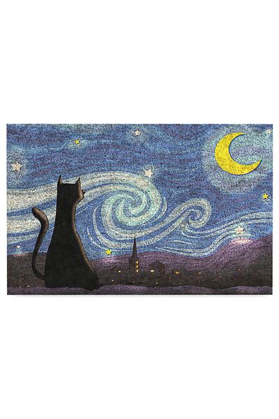 Monnhein Decorative Door Mat, Outdoor/Household/Door Mats (NIGHT CAT)