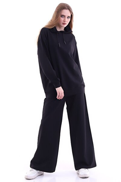 ESPİNA Γυναικείο Σετ Φούτερ με Φαρδιά Πόδι Oversize Μαύρο