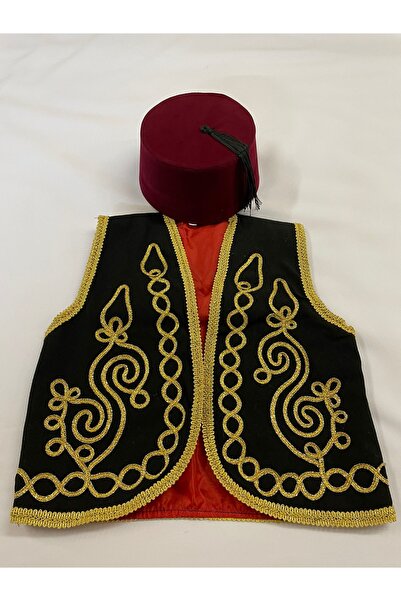 DilekKostüm 23 Απριλίου Αγόρια Φορούν Γιλέκο και Φεσ Γιλέκο Φεσ Κιτ