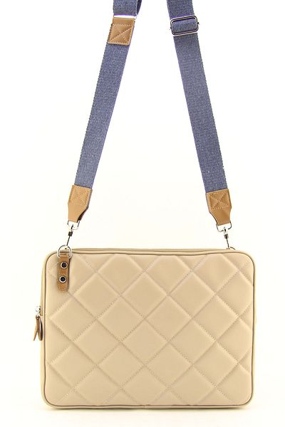 HNB Unisex Mink 13 & 14 Inch Quilted Laptop and Tablet Case with Cross Column Strap