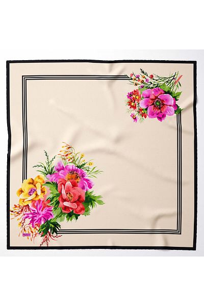 hijabchi Μεγάλο μεταξένιο κασκόλ Sura Rayon - Πούδρα - 120 X 120 cm