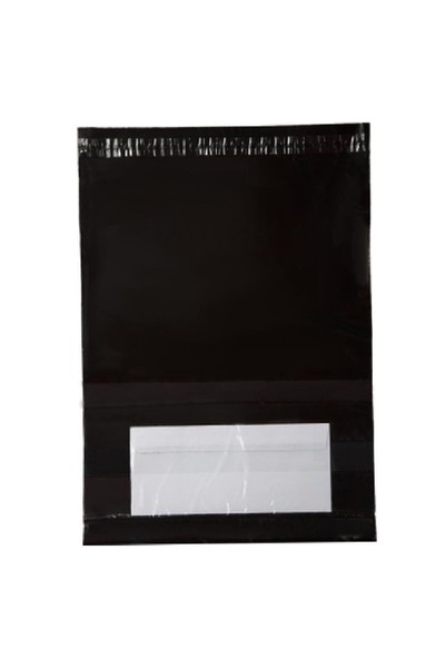 ALMİNA 500 Adet Cepli 30x37+5 cm Siyah Kargo Poşeti Orta Boy Kargo Torbası 80...