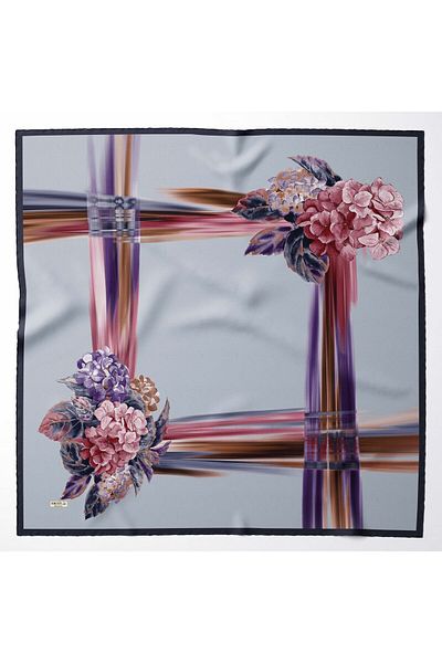 hijabchi Μεγάλο μεταξένιο κασκόλ Sura Rayon - Γκρι - 120 X 120 cm