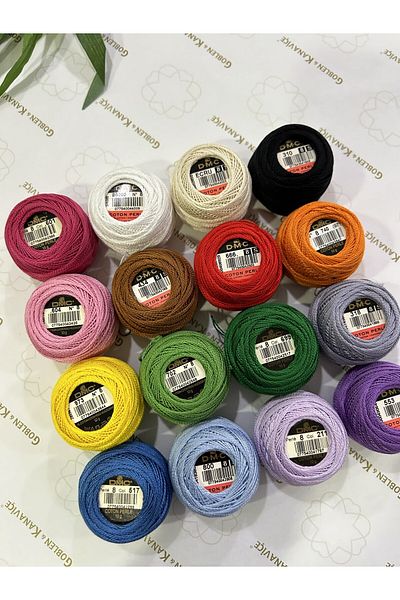 Dmc Koton Perle Number 8 Embroidery-Etamine Floss Set of 16