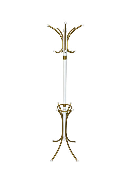 TOLUNAY Portmanto Ayaklı Askılık Bambu Model Gold Beyaz