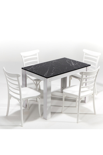 MOBETTO Mirage / Efes Mutfak Masa Takımı 4 Sandalye 1 Masa - Beyaz