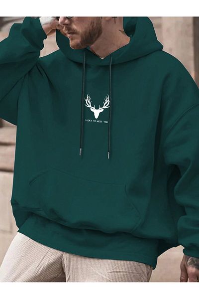 DAXİS Sportwear Company سويت شيرت رجالي مطبوع بغطاء للرأس DAXIS Sportwear Company