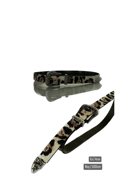 coaksco Kadın Leopar Desen Otantik Tokalı Silver