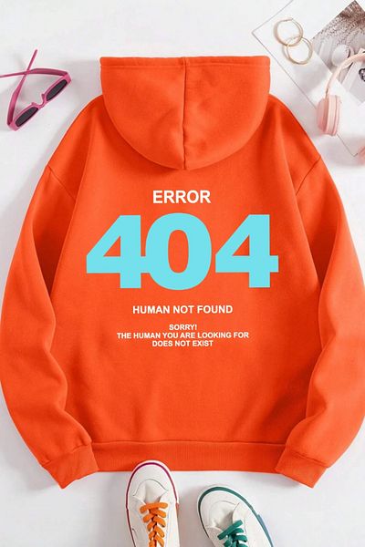Benisengiydir Hanorac oversize cu glugă cu imprimeu portocaliu 404 unisex