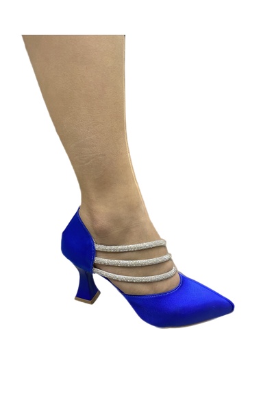 soysallar Kadın Üç Taşlı Saten Stiletto Abiye Ayakkabı