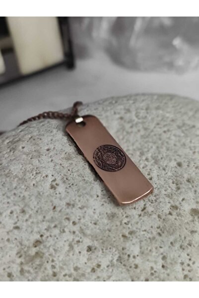 KAVELE %100 Gerçek Saf Bakır Motifli Bakır Kolye -Hz.Süleyman Mührü Kolye