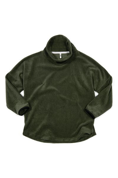 Cottonland Γυναικείο φούτερ NATALIE Degaje Collar Fleece Fleece KHAKI GREEN