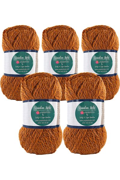 ÜNSALAN HOBİ Angora Tan Colored Glitter Wool Vest - Μεσαία Ποιότητα, 5 Τεμάχια 100gr