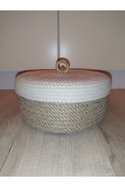 karelim home منظم ديكور متعدد الأغراض مع غطاء من الخوص - سلة 25x10