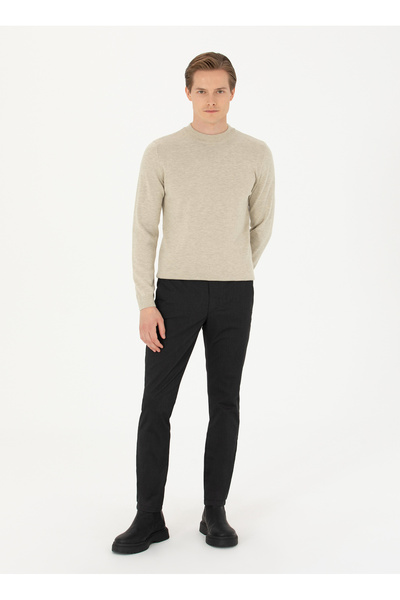 Cacharel Normal Bel Normal Paça Slim Fit Siyah Erkek Pantolon GISSE