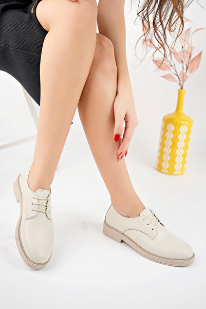 GRADA Pantofi Oxford de damă din piele naturală bej Pantofi casual de damă cu...