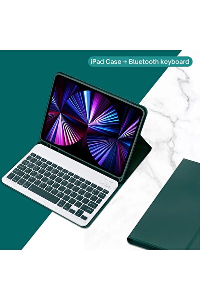 TEKNETSTORE Ipad Air 5. Nesil 10.9 Inç M1 2022 Uyumlu Bluetooth Klavyeli Kılı...