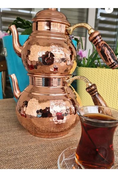 KAVELE Copper Wooden Handle Knotted Medium Size Teapot Tea Infuser