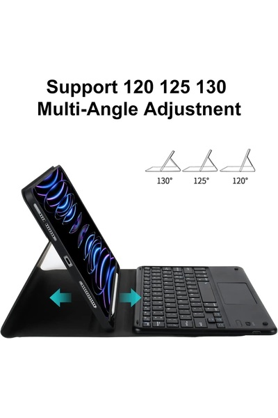 TEKNETSTORE Apple Ipad 10. Nesil 10.9 inç 2022 Uyumlu Bluetooth Klavyeli Kılıf Kalem Bölmeli (Türkçe Klavye)