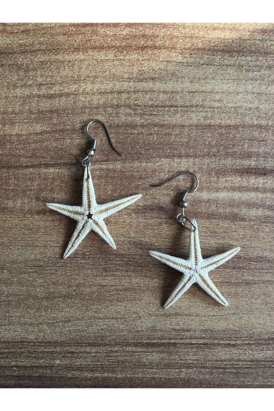 özde dekor Real Starfish Earrings - Classic (SILVER COLOR METAL)