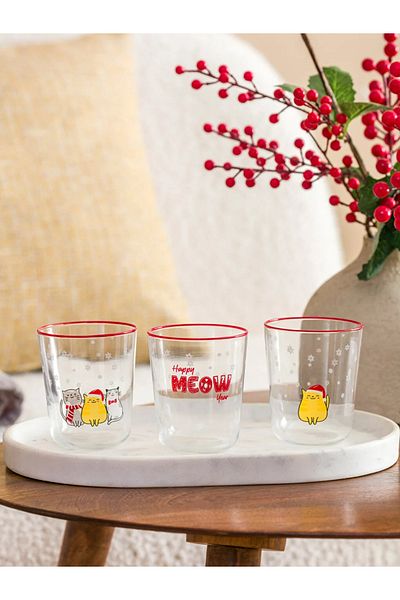 LC Waikiki Lcw Home Printed Glass Cup 3 Pack 315 ml