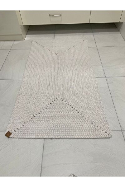 YAĞLIOĞLU TEKSTİL Yağlıoğlu Tekstil Dekoratif Dikdörtgen Ekru Petek Örgü Halı...