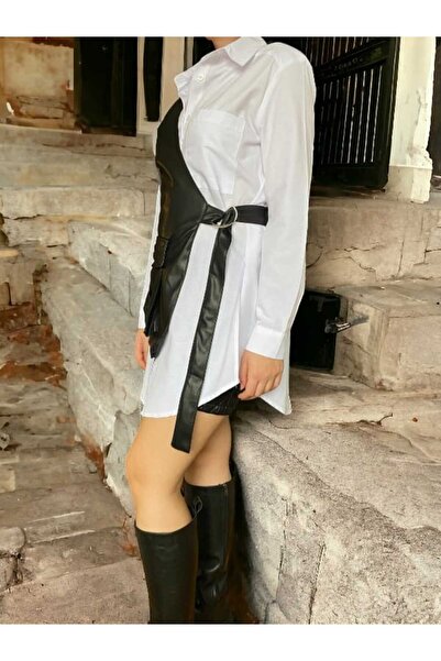 BEBE PLUS Leather Vest & Shirt Set