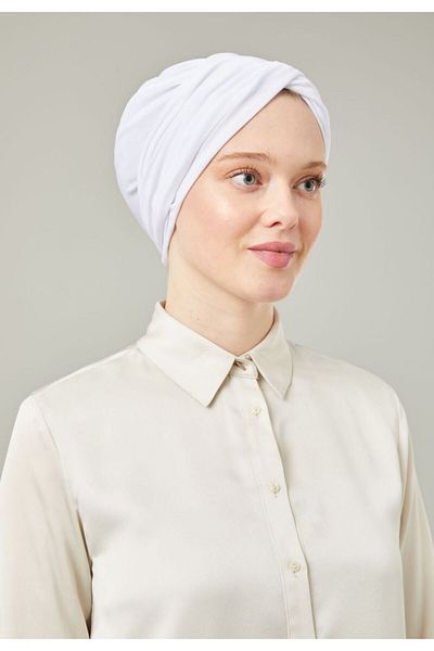 Melodi Scarf Women's Hijab Wrapped Bonnet White