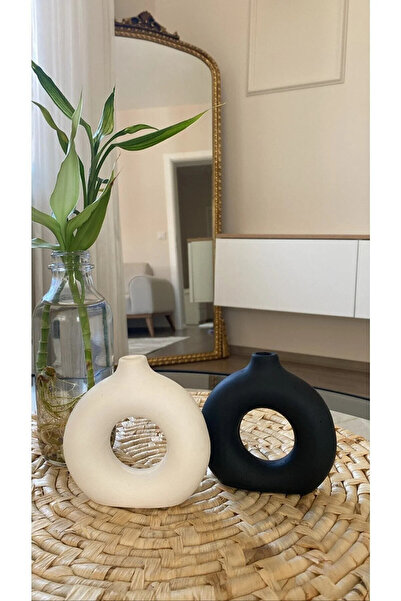 HKM Hobim 2'li Set Minimal Bohem Dekoratif Vazo 10 Cm