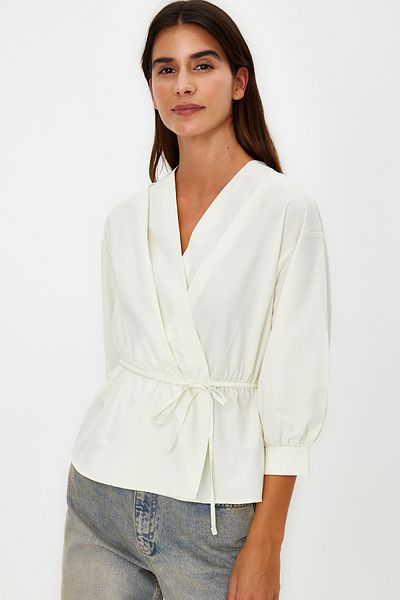 Trendyol Collection Πέτρινη Διπλή Γραβάτα Λεπτομερής Υφαντή Μπλούζα TWOSS21BZ0287