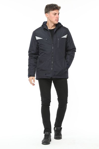 Uniprom Work Coat Hooded Water and Wind Proof Membrane Coated Men's Winter Navy Blue