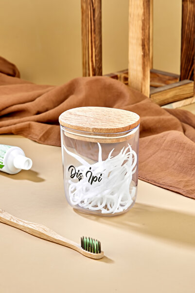 ŞAKİLATA CONCEPT منظم خيط تنظيف الأسنان من الأكريليك مع صندوق تخزين بغطاء خشب...