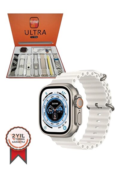 Bmbstore 7In1 Smart Watch Ultra 7 Kordonlu Akilli Saat Beyaz