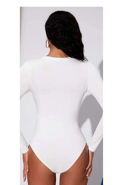 Nsb Tasarım Women's White Crew Neck Bodysuit
