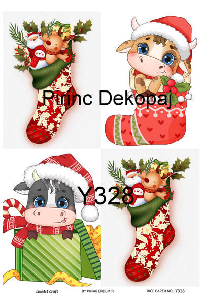 LİNEART ورق ديكوباج نحاسي بنمط عيد الميلاد رقم: عيد الميلاد 328 - 29 × 42 سم