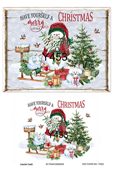 LİNEART ورق ديكوباج نحاسي بنمط عيد الميلاد رقم: YILŞI453 - 29X42 سم