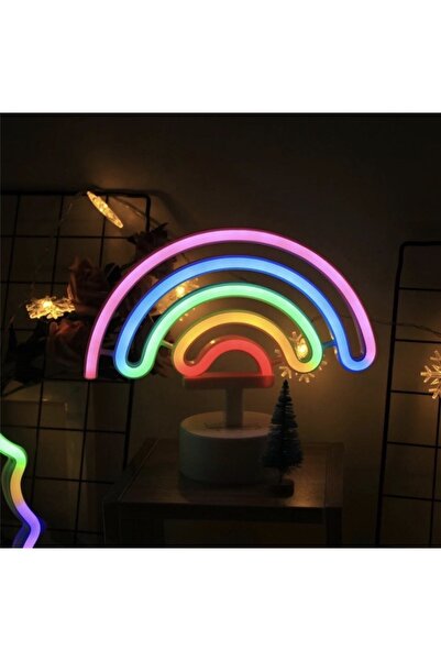 Terrien Deluxe Home Serisi Neon Işıklı Gökkuşağı Masa Renkli Led Aydınlatma Ş...